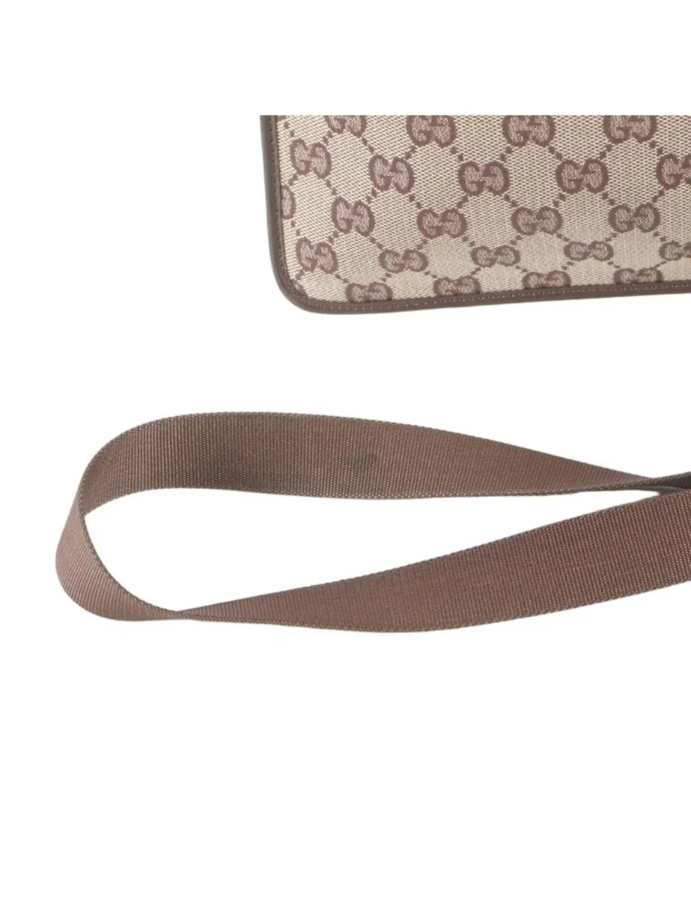 Gucci GG Canvas 019 Leather Shoulder Bag Crossbody Messenger Brown